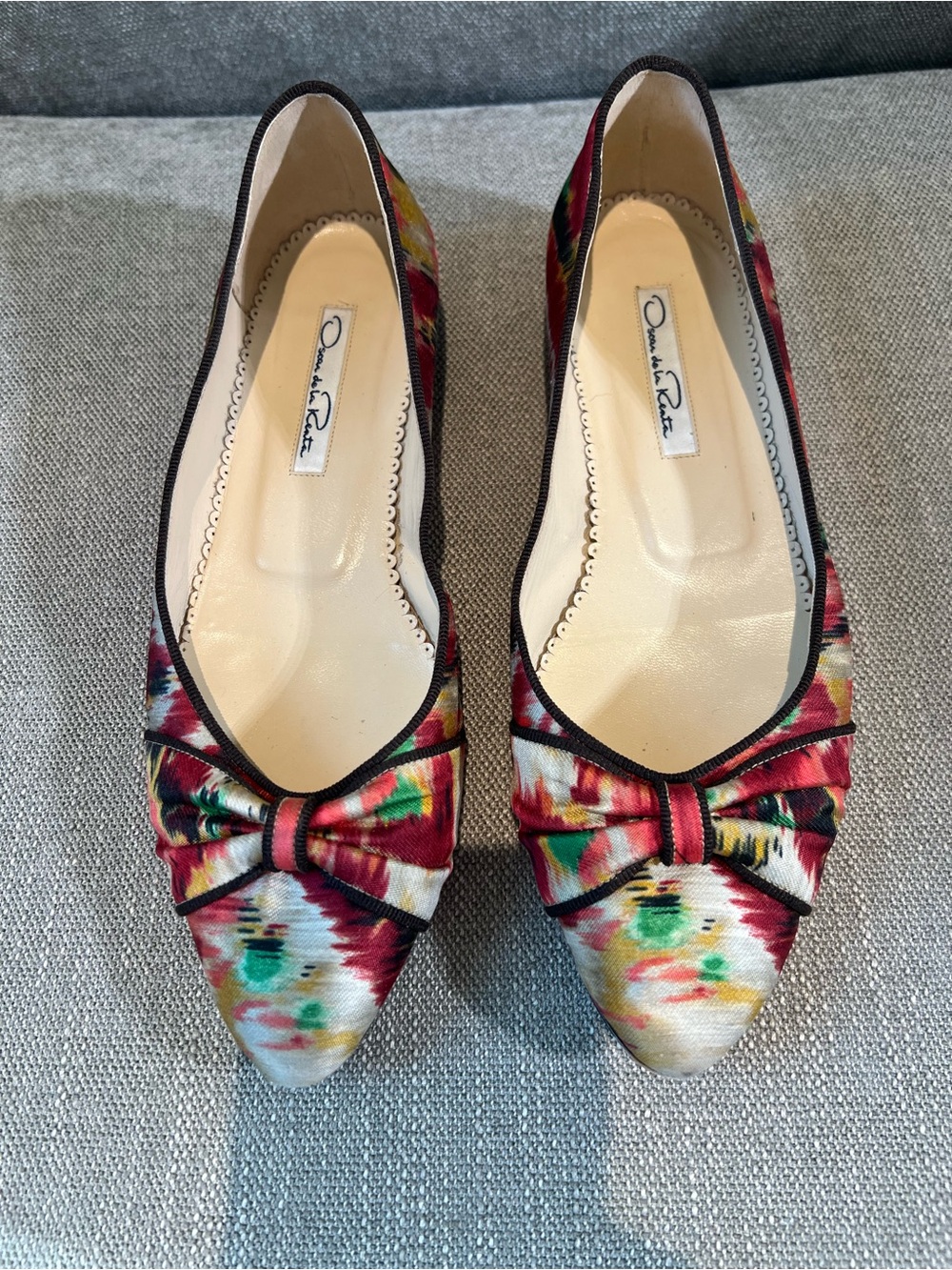 Oscar de la Renta Multicolor Abstract Print Pointed-Toe Flats EU 36.5